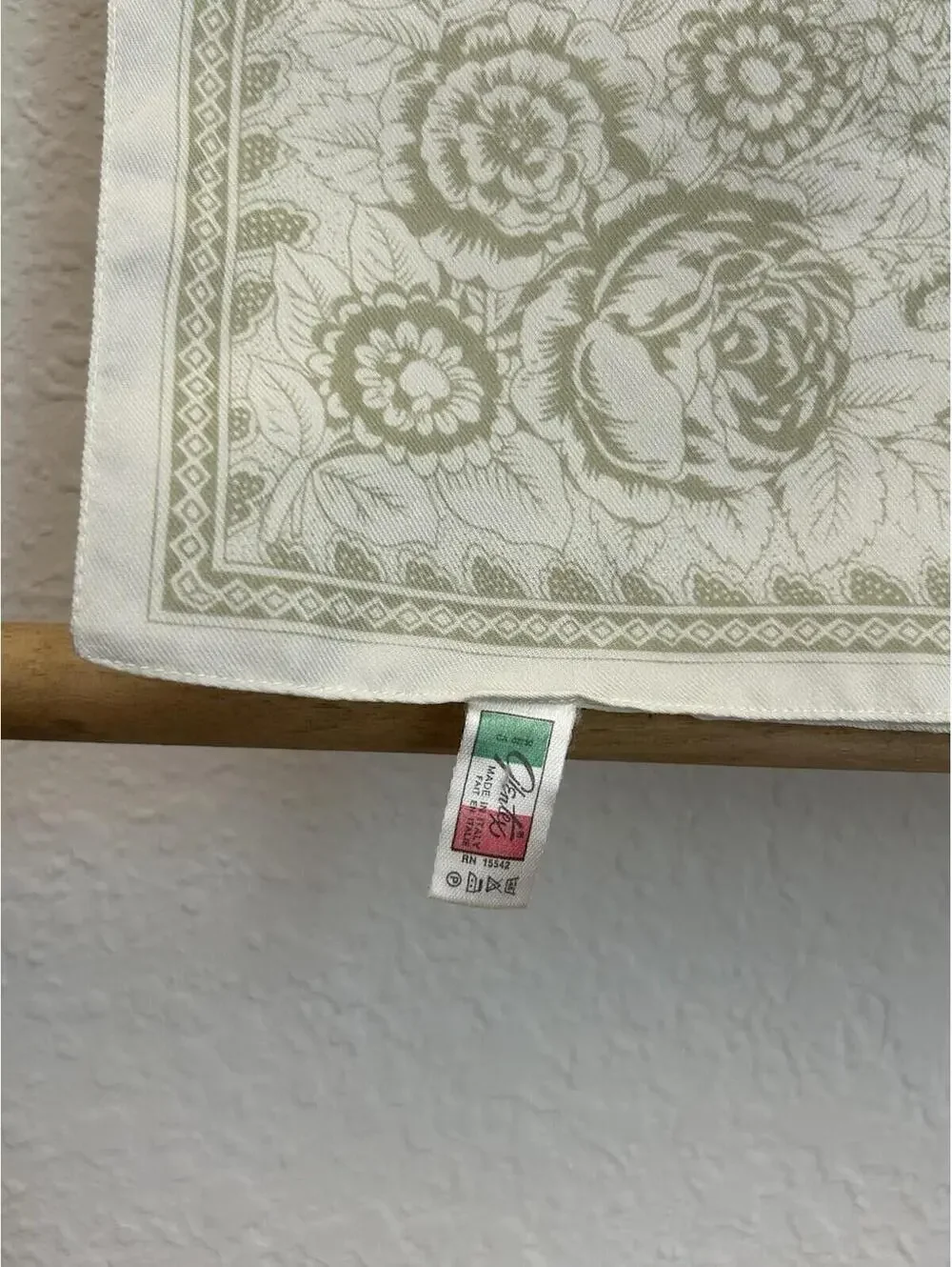 Italian Made Polyester Floral Bandana 22x23 White